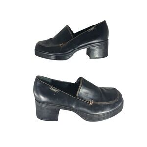 Mudd Adrien Black Chunky Platform Loafers Square Toe 90s Y2K Vintage Style 5M